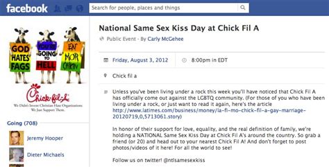 August 3rd National Same Sex Kiss Day At Chick Fil A