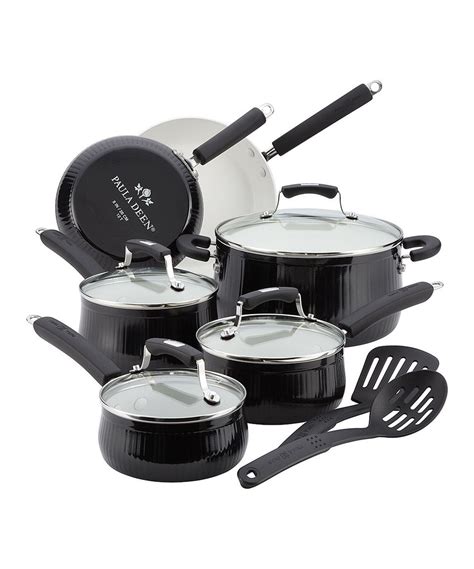 Black Savannah Aluminum Nonstick 12 Piece Cookware Set By Paula Deen