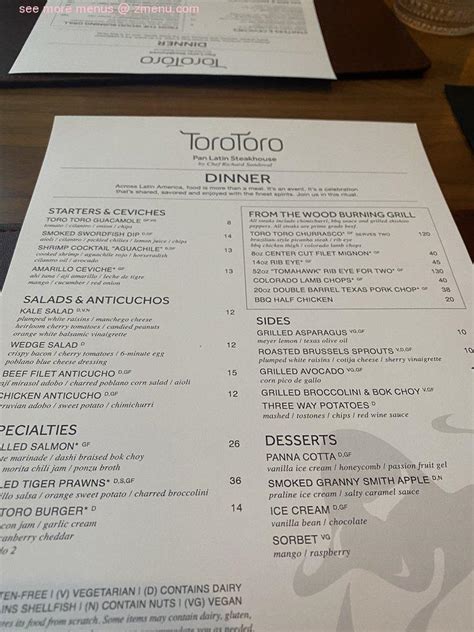 Online Menu Of Toro Toro Fort Worth Restaurant Fort Worth Texas