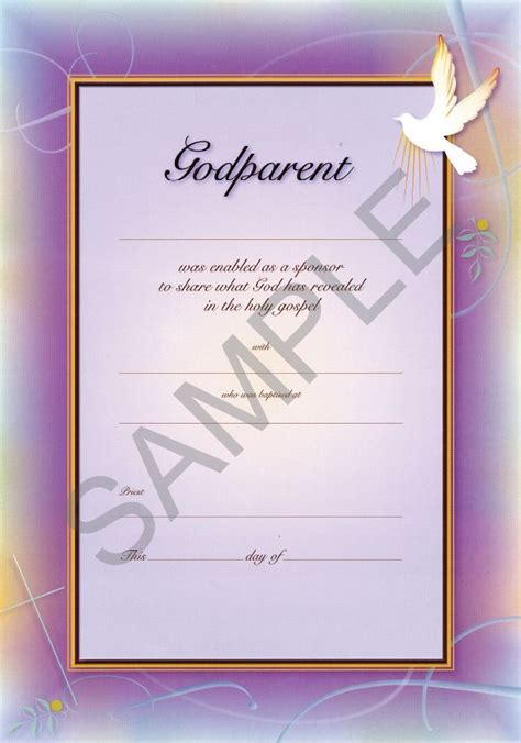 Godparent Certificate Pack Of 10 Broughton Publishing Garratt Publishing