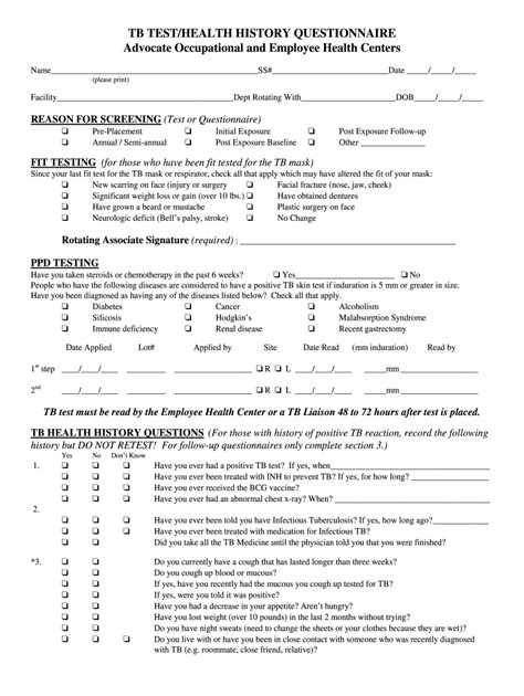 Printable Tb Questionnaire Fill Out And Sign Printable