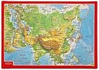 Nástenné mapy | mapa ÁZIA reliéfna 3D mapka 10,5x14,8cm | www.mapysveta.sk