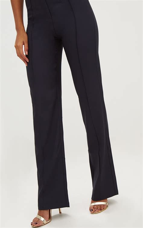 Navy High Waisted Straight Leg Trousers Prettylittlething