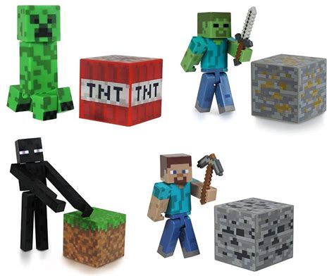 Buy Minecraft Steve Zombie Creeper And Enderman Set Of 4 Figures In