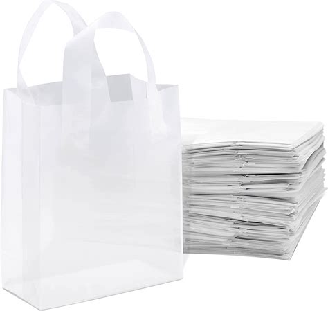 Plastic Bags With Handles 50 Pack Small Frosted White