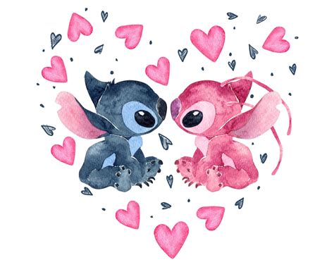 Stitch Heart Love Sublimation Transfer Png Magic Kingdom