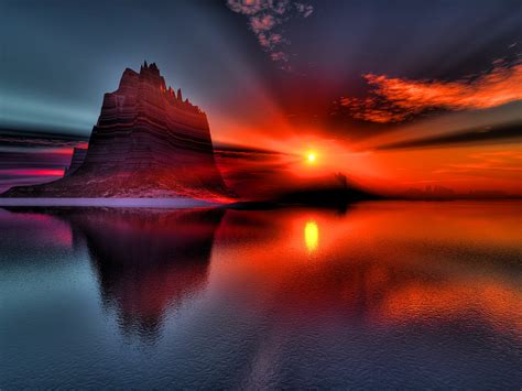 Download Water Sun Nature Sunset Hd Wallpaper