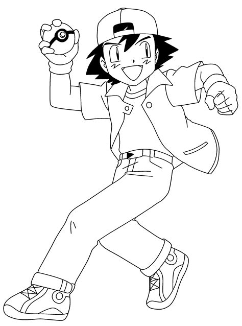 Coloring Pages Ash With The Pokeball Coloring Pages