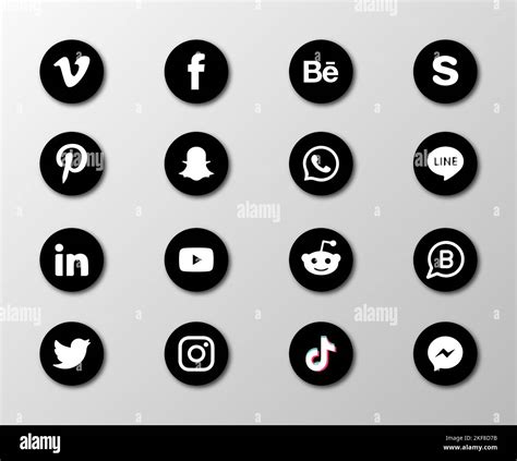 Set Of Flat Style Silhouette Social Icons Set Of Most Popular Social