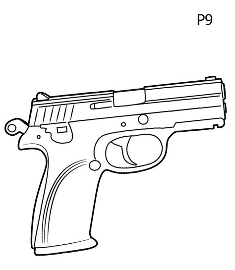 P9 Gun coloring page - Download, Print or Color Online for Free