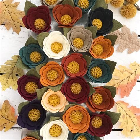 A Garden Of Fall Felt Flower Magnets🎃🍂🍁 ️ Felt Flowers Diy Fall