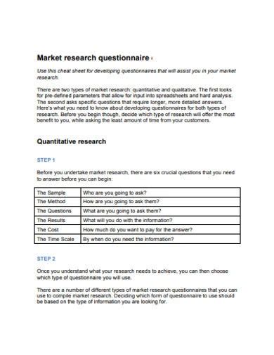6 Market Research Questionnaire Templates In Pdf Microsoft Word