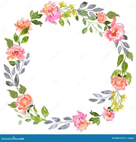 Watercolor Floral Card Template Stock Illustration Illustration Of