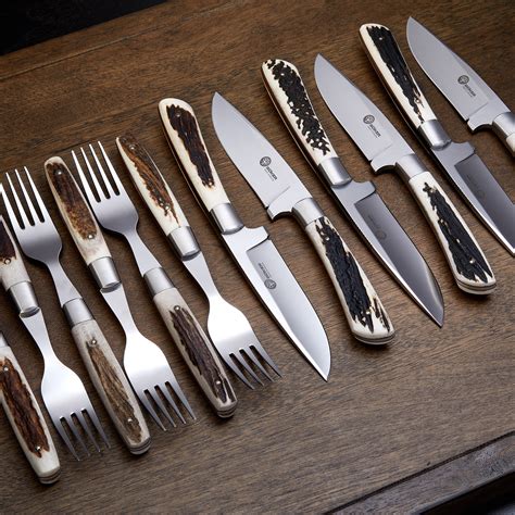 Arbolito Stag Steak Knife Fork Set Of 12 Boker Touch Of Modern