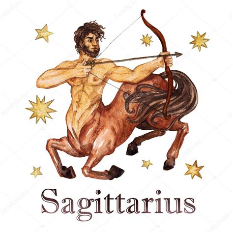 Zodiac Sign Sagittarius Watercolor Illustration Isolated Stock Photo Nataliahubbert
