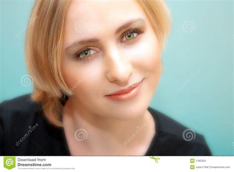 Face Of Young Blond Woman With Green Eyes Stock Image Image Of Hair