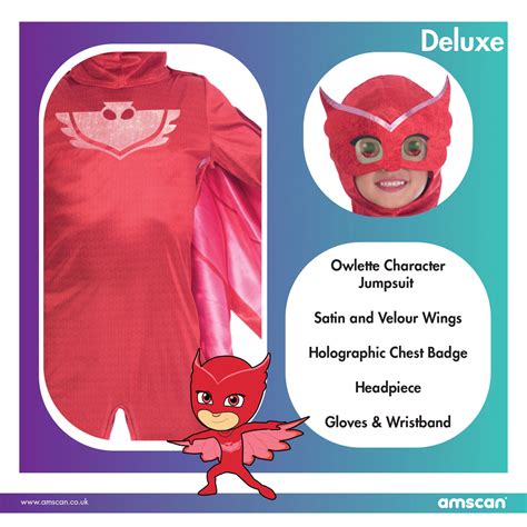 Pj Masks Owlette Deluxe Costume Age 3 4 Years 1 Pc Amscan