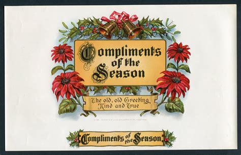 Compliments Of The Season Seasons Greetings Christmas Greetings The