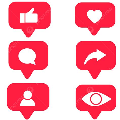 Instagram Icons Red Social Media Like Button Share Vector Instagram