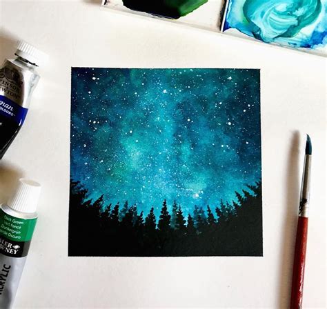 A Simple Night Sky Painting For Your Thursday 🌌 Thinking Of Making