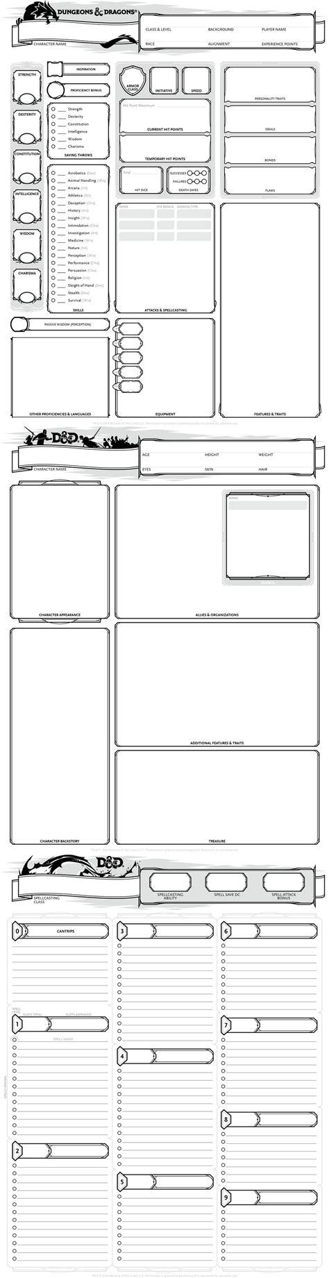 Dnd 5e Character Sheet Printable