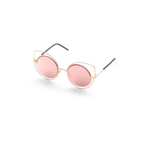 shein sheinside double frame pink lens sunglasses 11 liked on polyvore featuring accessories