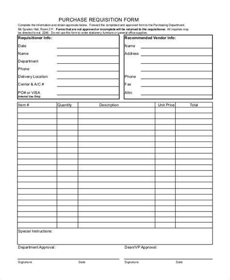 Requisition Form Template