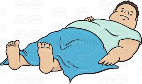 Overweight Man Is Laying Down And Covered By A Blanket