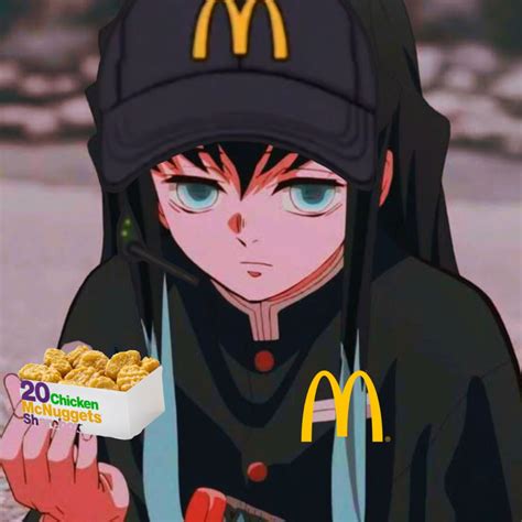 Muichiro At Mcdonalds In Man And Wife Slayer Anime Anime Funny
