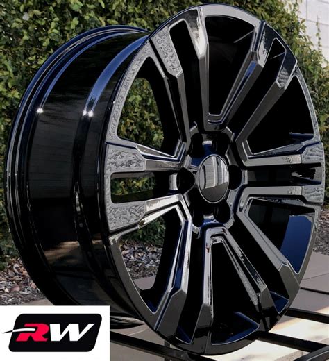 22 Inch Rw 2017 2018 Denali Wheels For Chevy Truck Gloss Black Rims