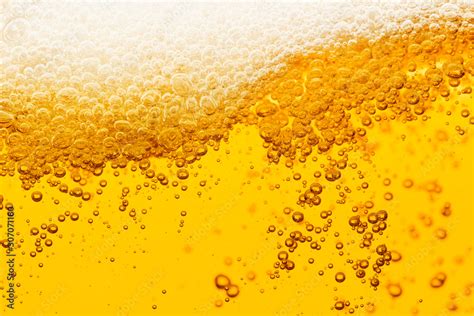Beer Background With Bubble Froth Texture Foam Pouring Alcohol Soda In