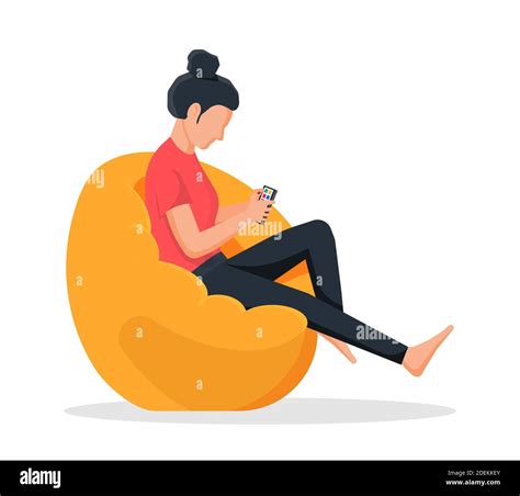 Sitting On Beanbag Stock Vector Images Alamy