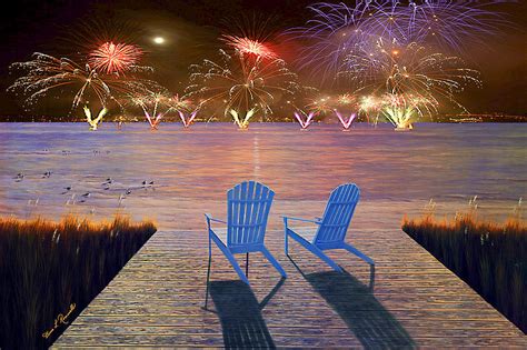 Fire Works 4th Of July Painting By Diane Romanello