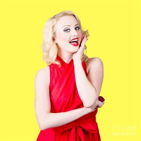 Beautiful Pin Up Girl Smiling And Whispering Photograph By Jorgo Photography Fine Art America