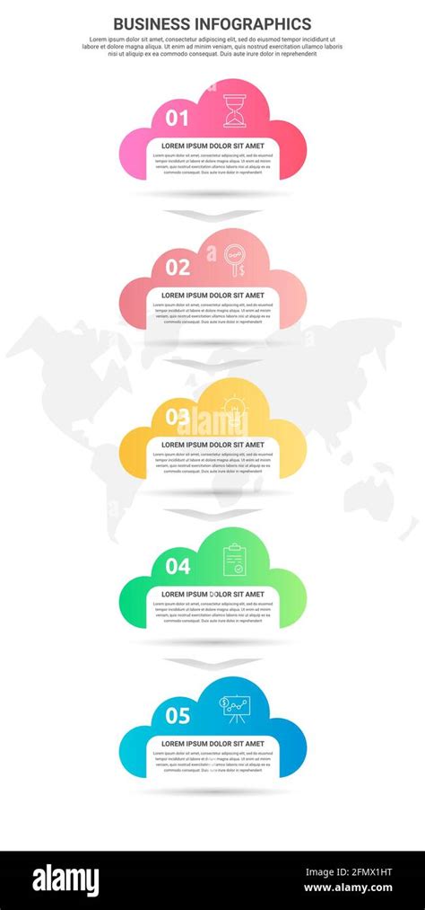 Vector Infographic Clouds Business Concept Of 5 Options Abstract