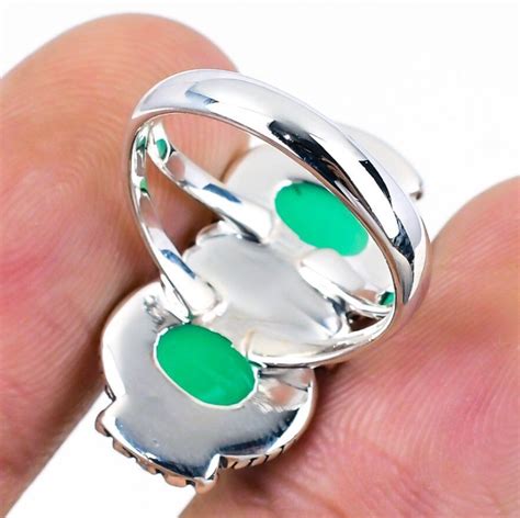 Sterling Zilveren Ring Groene Onyx Mm Zilveren Edelsteen Ringen