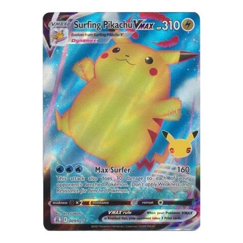 Surfing Pikachu Vmax 925 Swsh Celebrations Holo Ultra Rare Pokemon Card Near Mint Tcg