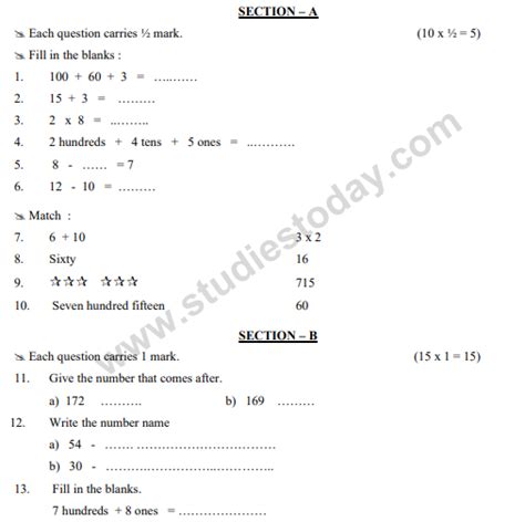 Maths Question Paper For Class 2 Icse Pdf Delana Dunns 2nd Grade