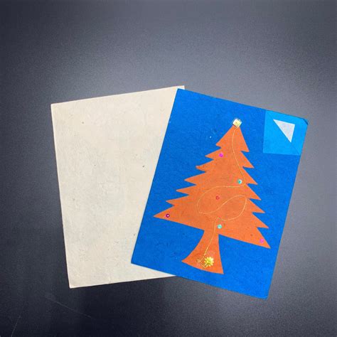 handmade christmas tree lokta paper cards pack of 4 assorted etsy handmade christmas tree