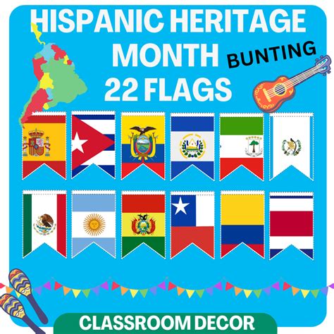 Hispanic Heritage Month Flags Bunting Classroom Decor Teaching Resources