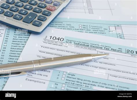 United States Federal Income Tax Return Irs 1040 Documents Stock Photo