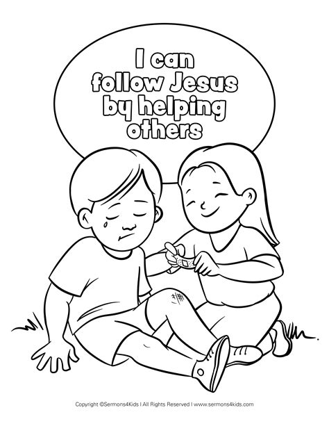 Follow Jesus By Helping Others Coloring Page Sermons4