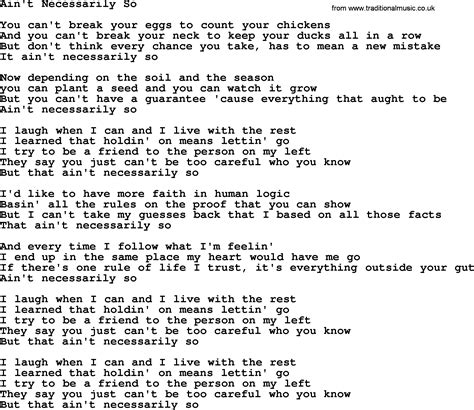 Willie Nelson Song Aint Necessarily So Lyrics