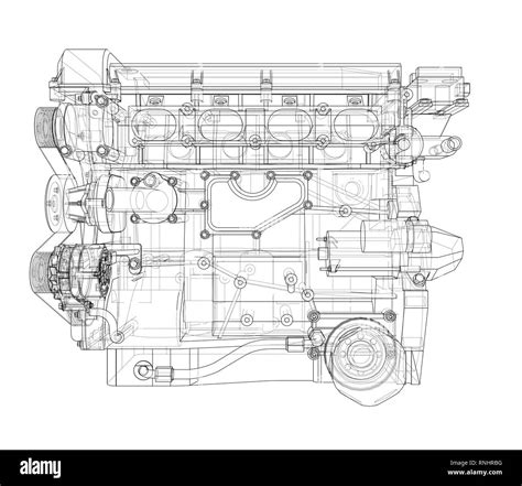 Technical Drawing Engine Stock Vector Images Alamy