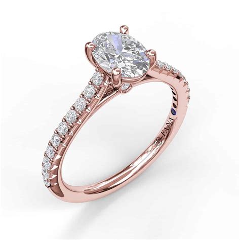 Oval Solitaire In Cathedral Setting Engagement Ring Set In Rose Gold