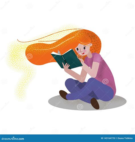 Red Haired Girl Reading The Book Stock Vector Illustration Of Deco Dacopy 143164778