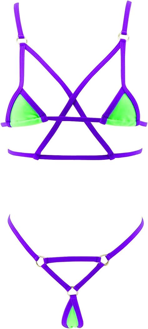sherrylo unique style micro bikini exotic mini strappy swimsuit lingerie for women green amazon