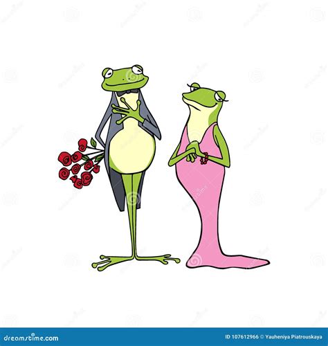 Cute Frog Couple Drawing Childrens Book Illustration Illustrations