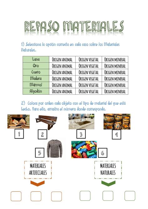 Ficha Online De Los Materiales Para 3 De Primaria Puedes Hacer Los