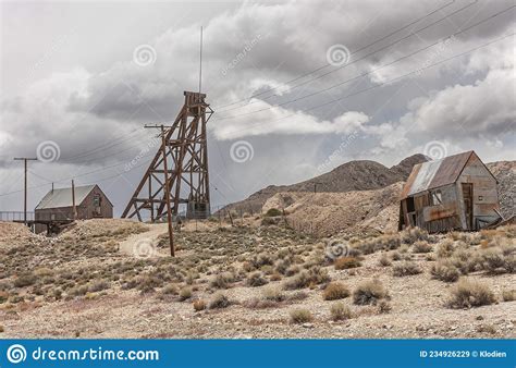 Shaft Tower And Ruinous Shack At Historic Mining Park Tonopah Nv Usa